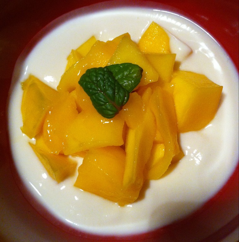 We finished this meal off with ripe mango and Alpro vanilla yoghurt!